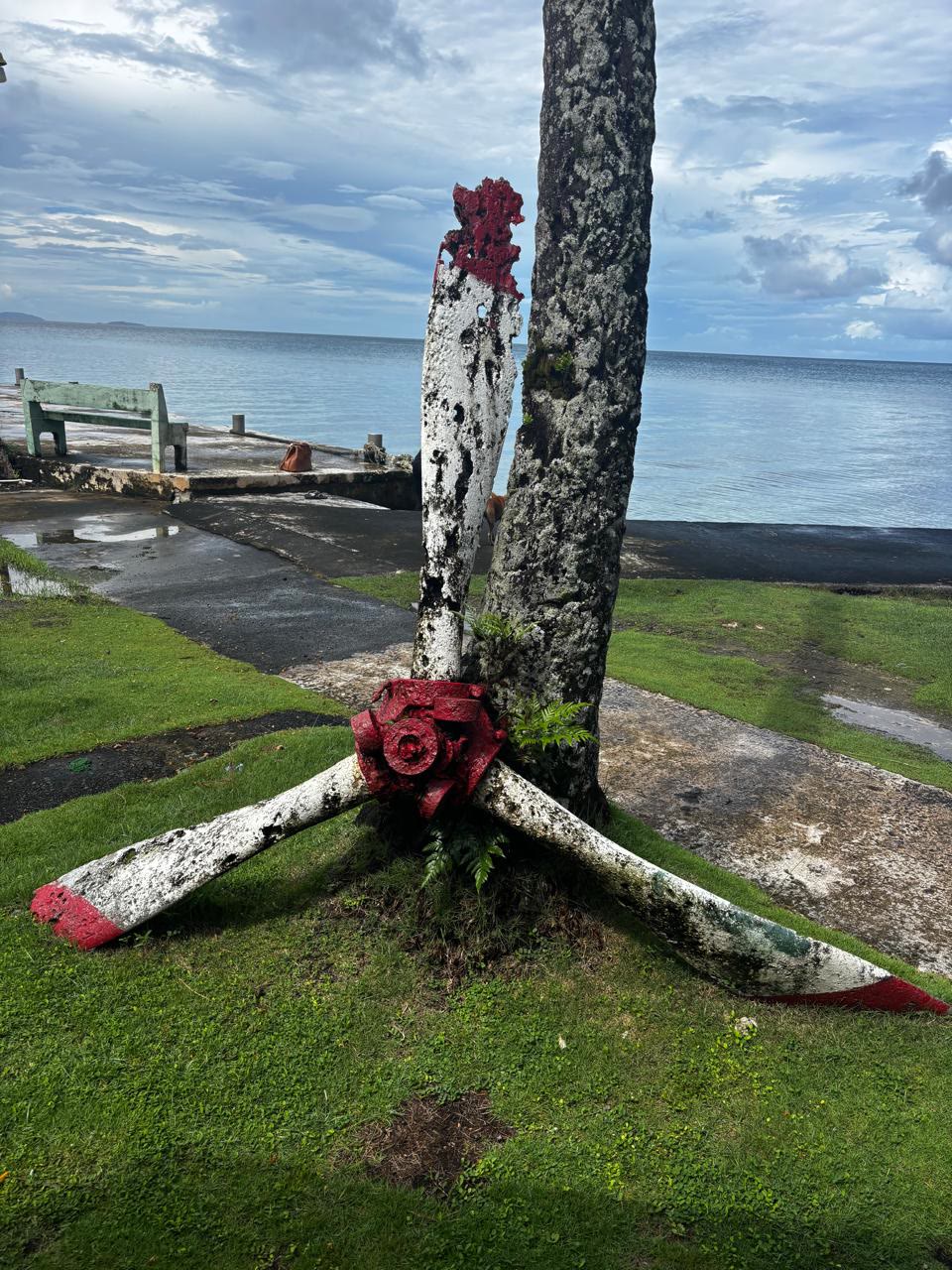 Ship's propeller memorial on the shore of Chuuk