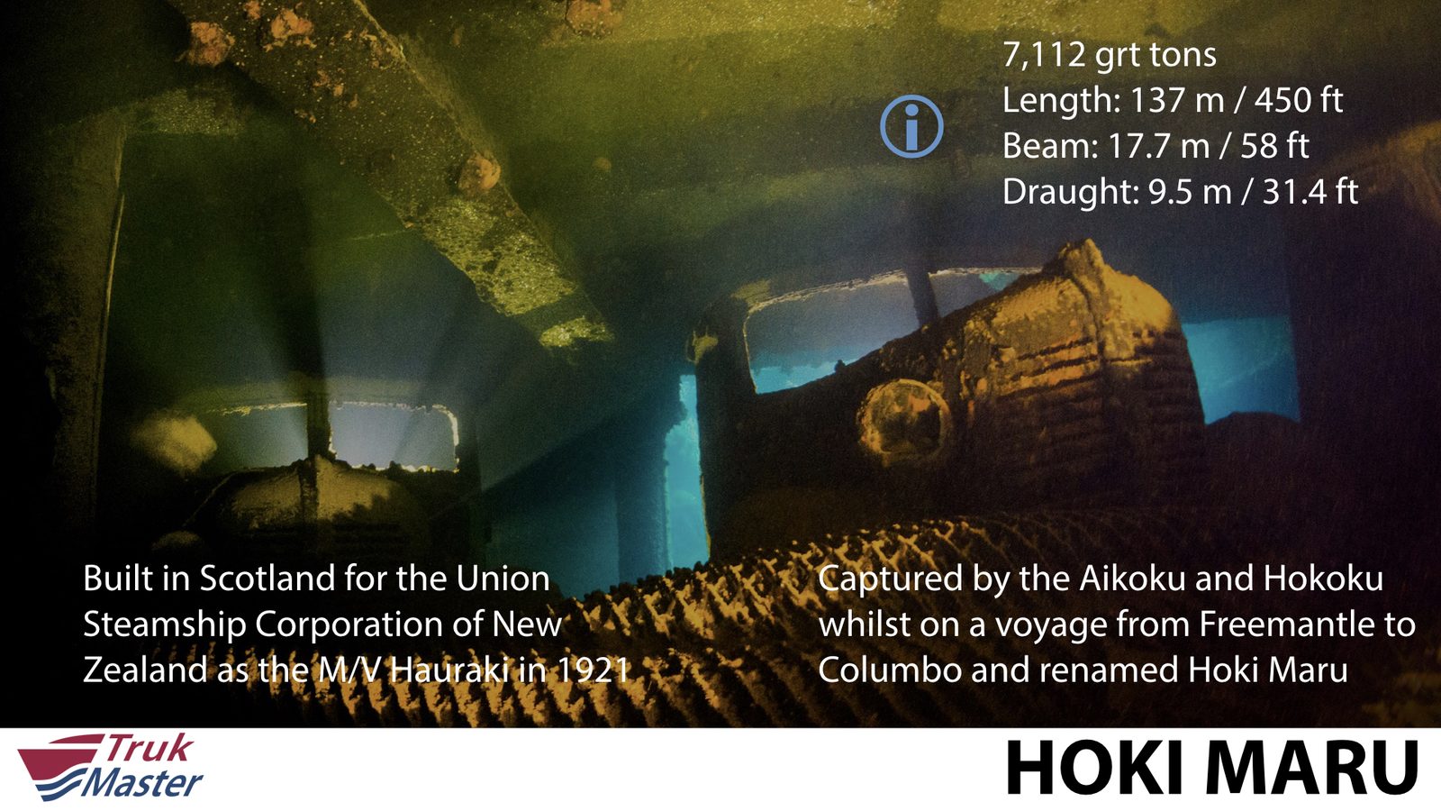 Photo overview with dive data — Hoki Maru