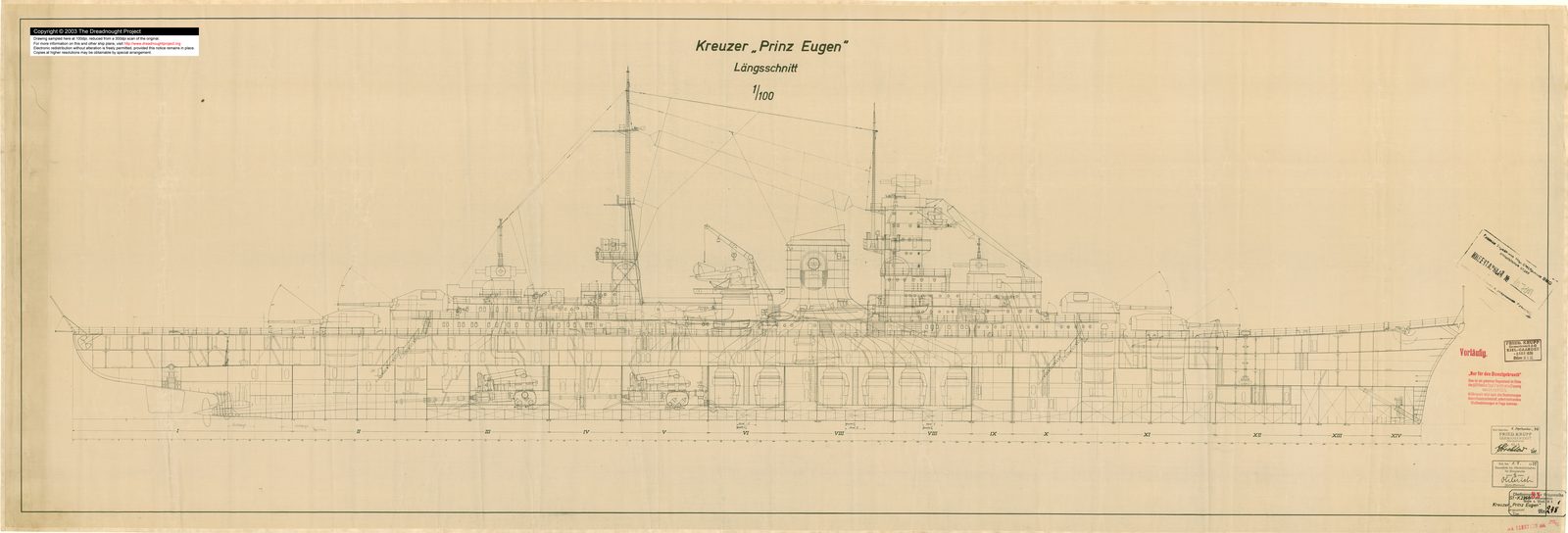 Technical drawing of Prinz Eugen — Prinz Eugen
