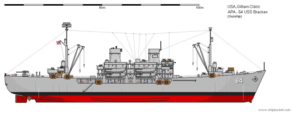Side profile of a Gilliam-class vessel — USS Carlisle